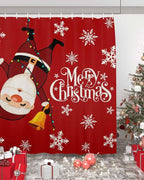 Red Merry Christmas Shower Curtain, Funny Hanging Santa Shower Curtains Set with Hooks, Snow Winter Holiday Waterproof Fabric Bathroom Curtains Decor Home Accessories,72 X 84 Inch Extra Long
