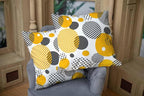 CAPSCEOLL 2PCS White Zipper Pillow Cases 20X20Inch Stripe Yellow Gray Abstract Black Circle Geometric Pillow Cover for Bedroom Sofa Living Room