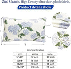 Decorative Throw Pillow Covers Set of 2 White Hydrangea Pillow Covers 12x20 inch Super Soft Short Plush Square Floral Throw Pillows,Farmhouse Outdoor Pillow Covers for Couch Living Room