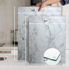 Glass Cutting Board 20”x16”: Tempered Glass Kitchen Counter Protector - Durable- Scratch-Resistant, Heat-Proof - Design 3 - Grey Marble Effect