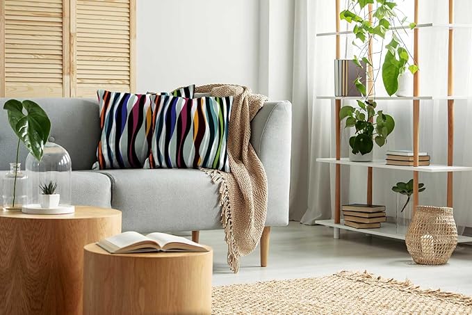 CAPSCEOLL Abstract Colorful Throw Pillow Covers Modern Home Art Decor,16 X 16 Inches Set of 2 Pillow Cases Decorative,Abstract Pillowcases for Bedroom,Living Room,Cushion Couch Sofa