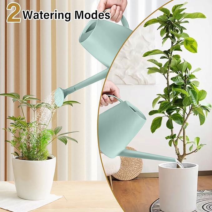 Watering Can - for Indoor and Outdoor House Plant Garden - with Long Spout - 1/2 Gallon - Light Green