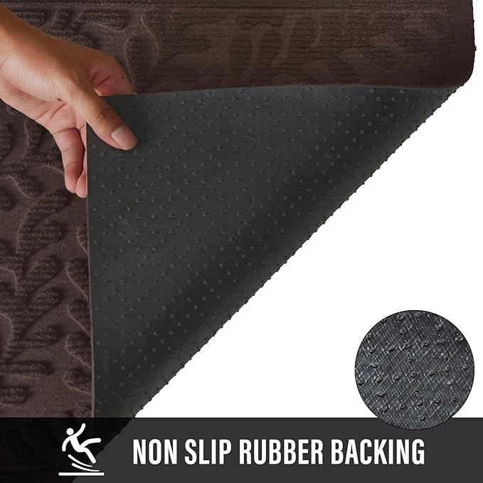 Front Door Mat, Absorbent Dirt Trapping Welcome Door Mat Indoor Outdoor, Non Slip Entry Mat, Indoor Outdoor Door Mats, Fade Resistant, Low Profile Doormat for Entryway, 36×24, Coffee