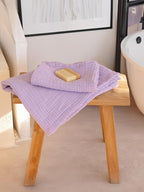 Muslin Hand Towel Pack of 4 18"x34" Inch Large Size - 100% Turkish Cotton, Thin, Soft, Quick-Dry, Lint-Free, Hand Towels (Lilac, Pack of 4 Hand Towels)