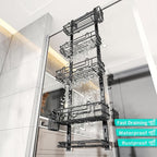 HapiRm 5 Tier Over the Door Shower Caddy, Hanging Shower Caddy with 28 Hooks and 2 Toothbrush Holders, No Drilling Adjustable Hanging Bathroom Organizer - Black