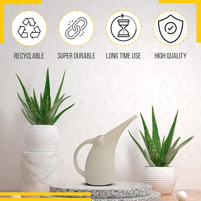 KP KOOL PRODUCTS Watering Can 1/2 Gallon - Small Watering Can for Indoor Plants - Outdoor Watering Can - White Plant Waterer - Plastic Watering Can for Garden - 1 Pack