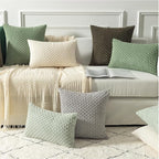 Kevin Textile Pack of 2 Corduroy Decorative Throw Pillow Covers 24x24 Inch Soft Boho Striped Pillow Covers Modern Farmhouse Home Decor for Spring Sofa Living Room Couch Bed Light Green