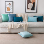 EMEMA Pack of 2 Velvet Throw Pillow Covers Decorative Square Pillowcase Soft Solid Cushion Case for Sofa Bedroom Chair Car 20x20 Inch Light Blue