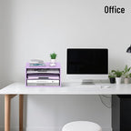 Wood Desk Organizer, 3 Tier Paper Tray Organizer for Desk with Adjustable Storage Shelves, Desktop Paper Sorter Mail Holder for Office Home Classroom, Purple