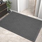 Sturdy Front Door Mat, Absorbent Muddy Dirt Resist Welcome Door Mats Outdoor Indoor, Stain and Fade Resistant, Non-Slip Rubber Backing Low Profile Doormat for Entryway, 36×24, Charcoal