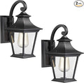 Emliviar Outdoor Wall Lights 2 Pack - Exterior Porch Lights Wall Mount in Black Finish with Clear Glass, XE219B-2PK BK