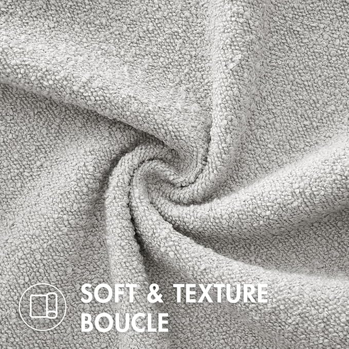 MIULEE 20x20 Inch Decorative Pillow Covers for Couch Bed Set of 2 Textured Boucle Neutral Winter Throw Pillows Light Grey Accent Solid Cushion Pillowcases Sofa Livingroom Home Decor