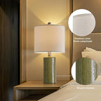 20.25" Small Table Lamps Set of 2 Modern Ceramic Lamps for Living Room Farmhouse Bedside Lamps Boho Lamps for Night Stands Green Bedroom Lamp Side Table Lamps End Table Lamp