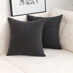 Jeneoo Graphite Grey Decorative Square Thick Accent Throw Pillow Covers Fine Textured Boucle Couch Cushion Case for Sofa Decor, Set of 2, 20 x 20 Inch