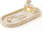 WORHE Marble Vanity Tray 11.8" x 5" Italy Natural Travertine Stone Decorative Trays for Jewelry Candles Perfume, Countertop Storage Organizer for Bathroom Dresser Kitchen Home Decor Beige (WH033)