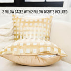 NKB Supplies Throw Pillows with Inserts Included,18"x18" Pillows, Set of 2, Geometric Pillow Covers, Decorative Pillows for Bed, Couch, Sofa