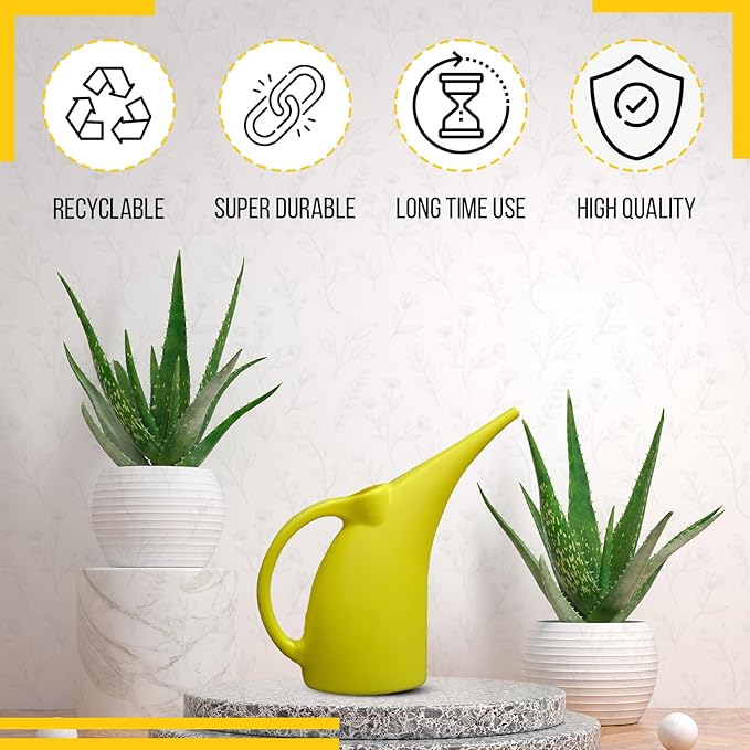 KP KOOL PRODUCTS Small Watering Can 1/2 Gallon for Indoor Plants - Outdoor Watering Can for Garden - Yellow Plant Waterer - 1 Pack