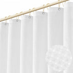 Boho Shower Curtain Set, Waterproof Fabric Shower Curtains, Luxury Hotel Style, Waffle Texture, Heavy Duty, Extra Long Bath Curtain, No Hook, Bathroom Decor, 72x84 Inch, White