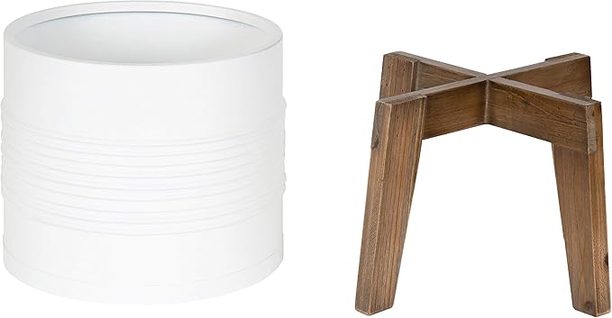 Kate and Laurel Gavri Casual Farmhouse Galvanized Metal Planter with Rustic Wood Stand