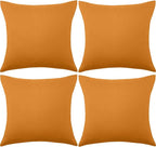 Boao 4 Pack Christmas Decorative Outdoor Waterproof Throw Pillow Covers Square Patio Balcony Garden Waterproof Cushion Case PU Coating Pillow Shell for Couch Bed Patio Sofa, 18 x 18 Inch(Light Orange)