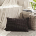 Fancy Homi Dark Brown Lumbar Decorative Throw Pillow Covers 12x20 Inch for Living Room Couch Bed Sofa, Rustic Farmhouse Boho Home Decor, Soft Striped Corduroy Rectangle Cushion Case 30x50 cm
