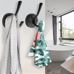 Black Towel Hooks for Wall, 5 Pack Coat Robe Hook Heavy Duty Metal Double Bath Hook Wall Mounted, Hat Hooks for Cubicle Bathroom Kitchen Closet Garage