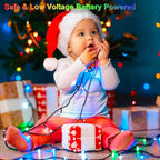 echosari 2 Pack Color Changing String Lights, 33 Ft 100 LED Christmas Fairy Lights Battery Operated Green Wire String Lights with Remote Timer for Bedroom Garden Party Wedding Deco (Multicolor)