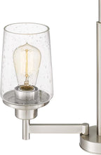 Jacob Modern 5-Light Chandelier Pendant Ceiling Light Brushed Nickle Seeded Glass Shade Adjustable Height for Hallway, Entryway, Passway, Dining, Bedroom, Kitchen