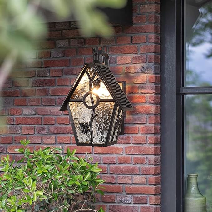 Rustic Outdoor Wall Lanterns Exterior Wall Mounted Sconce Light Designer Style Outdoor Light Fixtures for Home Patio Garden Garage Farmhouse Porch Lighting with Water Glass, Oil Rubbed Brown