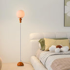 Modern Glass Floor Lamp for Bedroom, 63'' Vintage Mid-Century Floor Lamp with Milky White Frosted Glass Globe Shade for Living Room Corner, Slim Standing Reading Lamp for Office Decor (Signal Brown)
