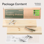 BAOBAB WORKSHOP Wood Floating Shelves for Bathroom Wall - Rustic Shelf 24 inch - Floating Wooden Shelves for Bedroom Kitchen Living Room - Natural Wood Shelves - DIY, 24 x 6.7 Inch, Set of 2