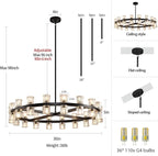 36" K9 Crystal Chandeliers, Round Black Chandeliers for Dining Room, Living Room, Dining Room Chandelier Over Table, Chandelier for Bedroom Foyer Bathroom Includes Bulbs