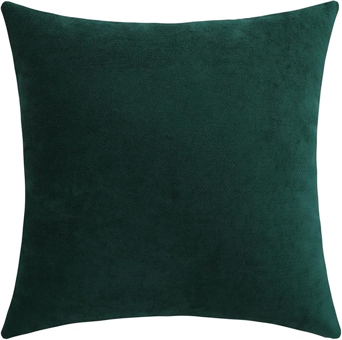 Jeneoo Hunter Green Decorative Throw Pillow Covers Soft Chenille Comfy Solid Couch Cushion Cover Decor (Set of 1, 24 x 24 Inches)