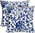 Decorative Throw Pillow Covers Set of 2 Blue Pillow Covers 20x20 inch Soft Short Plush Couch Pillow Case Floral Throw Pillows,Farmhouse Outdoor Pillow Covers for Sofa Bed Living Room Car