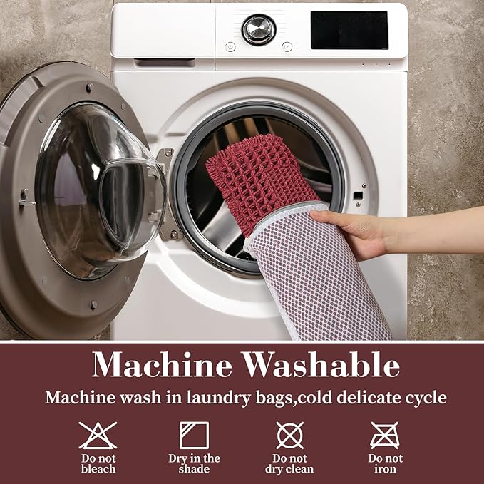 RESARE Waffle Bath Mat for Bathroom, Super Absorbent Bathroom Rugs Non Slip Machine Washable, Ultra Soft Quick Dry Boho Bath Rugs with Tassels for Floor, Upgraded Bordered Design, 18"x30" Red
