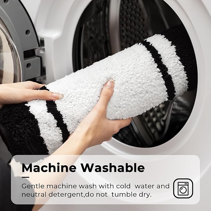GRANNY SAYS Microfiber Bathroom Rugs Non Slip Washable, Water Absorbent Bathroom Mats for Tub Non Slip, Soft Bath Mats for Floor & Shower, Long Bath Rug, 24" x 36", Black Bath Rug
