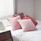 Topfinel Pink Throw Pillow Covers 12x12 Inch Set of 4,Soft Farmhouse Corduroy Decorative Cushion Cover,Square Cute Pillow Case for Gril's Bedroom Couch Sofa Living Room,Spring Series Home Decor