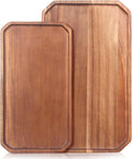 2 Pcs Large Wooden Serving Trays Fruit Platters Acacia Wood Charcuterie Boards for Food Tray Cheese Serving Board Rectangular Plates Meat Charcuterie Platter Decorative Vegetable Tray