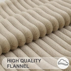 Simmore Decorative Fall Throw Pillow Covers 18x18 Set of 2, Soft Natural Plush Flannel Double-Sided Fluffy Couch Pillow Covers for Sofa Living Room, Khaki