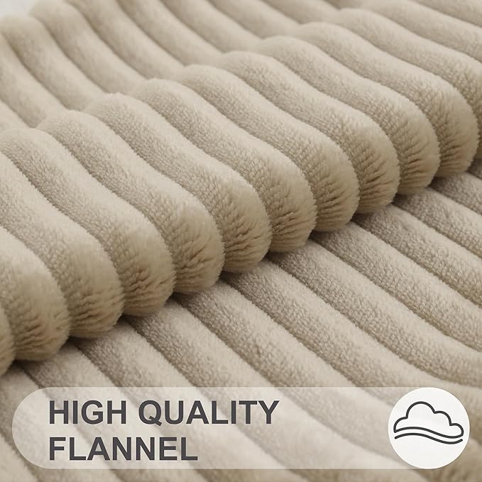 Simmore Decorative Fall Throw Pillow Covers 26x26 Set of 2, Soft Natural Plush Flannel Double-Sided Fluffy Couch Pillow Covers for Sofa Living Room, Khaki