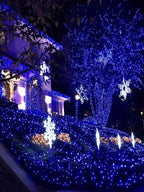 Solar Christmas Lights Outdoor Decorations Waterproof, Tatal 4 Pack 400LED 132FT Blue Solar String Lights Green Wire with 8 Modes, Christmas Fairy Light for Xmas Tree Party Wedding Yard Garden Decor