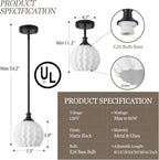 Milk Glass Pendant Lights Kitchen Island 2 Pack, 7.3" Black Modern Pendant Light Fixtures with Rods, Globe Hanging Lighting for Kitchen Sink Bathroom Dining Room, E26 Base