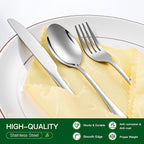 24 Pcs Silverware Set with Steak Knives Service for 4,Stainless Steel Flatware Set,Mirror Polished Cutlery Utensil Set,Home Kitchen Eating Tableware Set,Include Fork Knife Spoon Set (24, Silber)