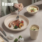 Wheat Straw Dinnerware Sets 24PCS -Set of 8, Reusable Plates and Bowls Set Dishwasher & Microwave Safe Cups Plates and Bowls Sets Shatterproof For Kitchen Outdoor Travel Camping