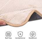 Bath Mats 24x17 Non-Slip Absorbent Bathroom Rug, Quick Dry Machine Washable Shower Tub Mat with Rubber Backing, Soft Floor Carpet for Bathroom Decor Wave White