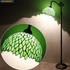 WERFACTORY Tiffany Lamp Floor Green Wisteria Stained Glass Arched Lamp 12X18X64 Inches Gooseneck Adjustable Corner Standing Reading Light Decor Bedroom Living Room S523 Series