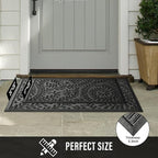 Front Door Mat, Absorbent Dirt Trapping Welcome Door Mat Indoor Outdoor, Non Slip Entry Mat, Indoor Outdoor Door Mats, Fade Resistant, Low Profile Doormat for Entryway, 36×24, Grey