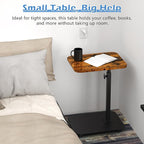TV Tray Table Heavy Metal Base with Wheel Swivel/Adjustable Height Couch Table, Sofa Arm End Side Table for Living Room and Bedroom, Bed or Small Spaces