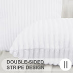 Simmore Decorative Fall Throw Pillow Covers 20x20 Set of 2, Soft Natural Plush Flannel Double-Sided Fluffy Couch Pillow Covers for Sofa Living Room, White