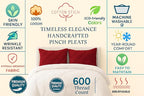 COTTON STICH Pinch Pleated Queen Pillow Shams Set of 2- Burgundy 600 Thread Count Super Soft Pinch Pillow Shams 100% Egyptian Cotton Decorative Pillow Covers Set (Burgundy, Queen 20X30)
